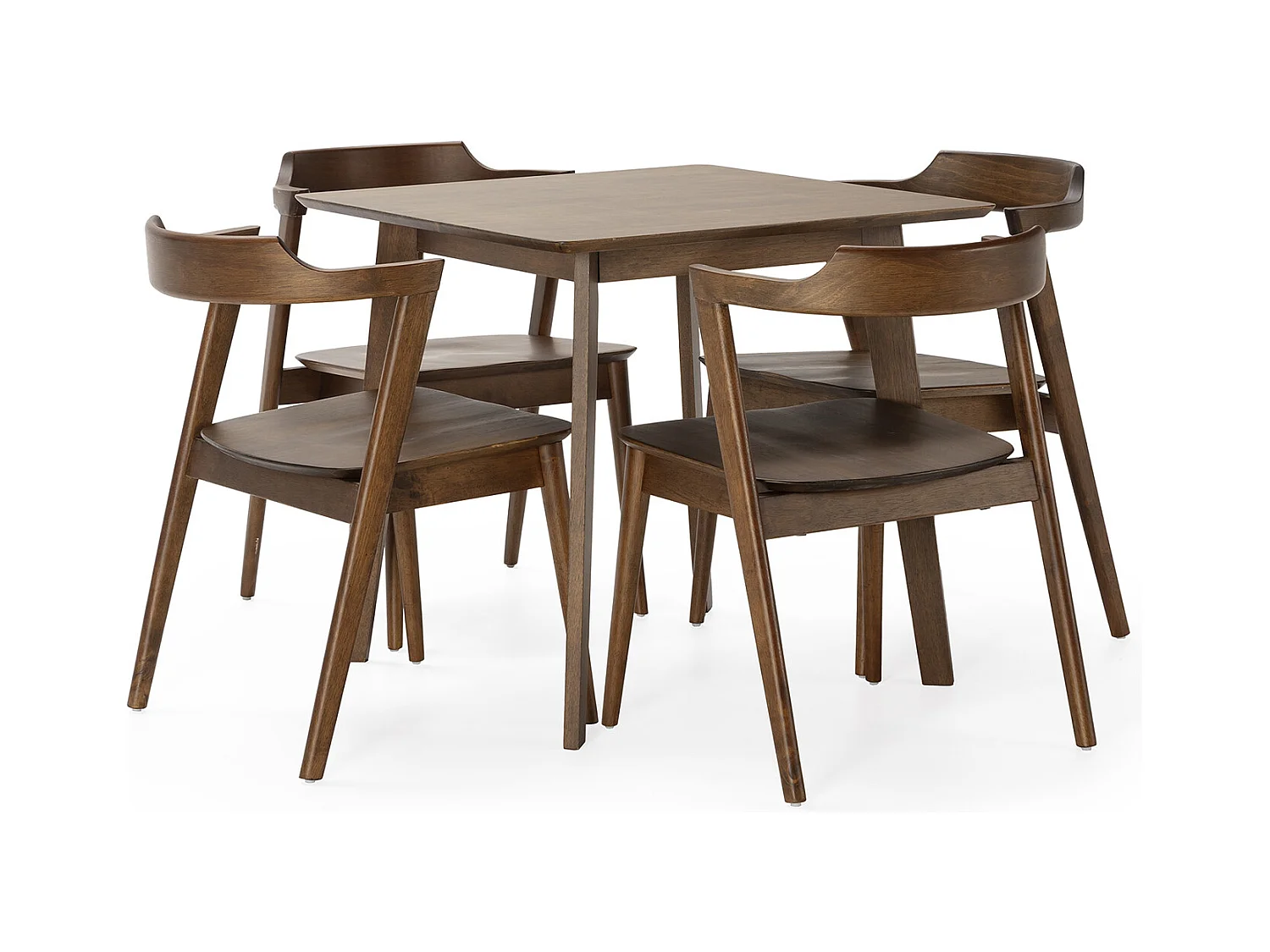 Ensemble table 80x80 cm et 4 chaises de salle à manger Venus Noyer