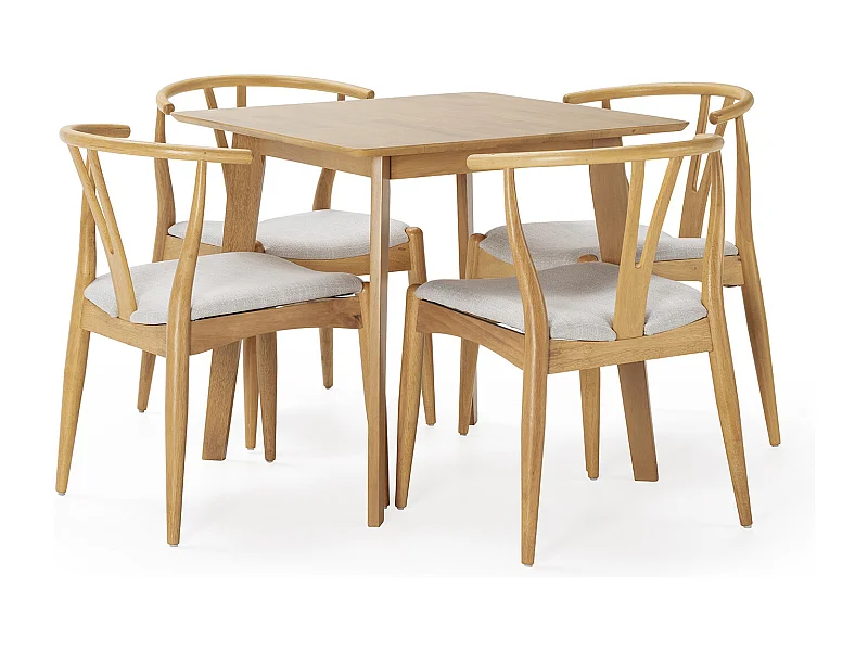 Set tavolo 80x80 cm e 4 sedie da pranzo Rustic Rovere