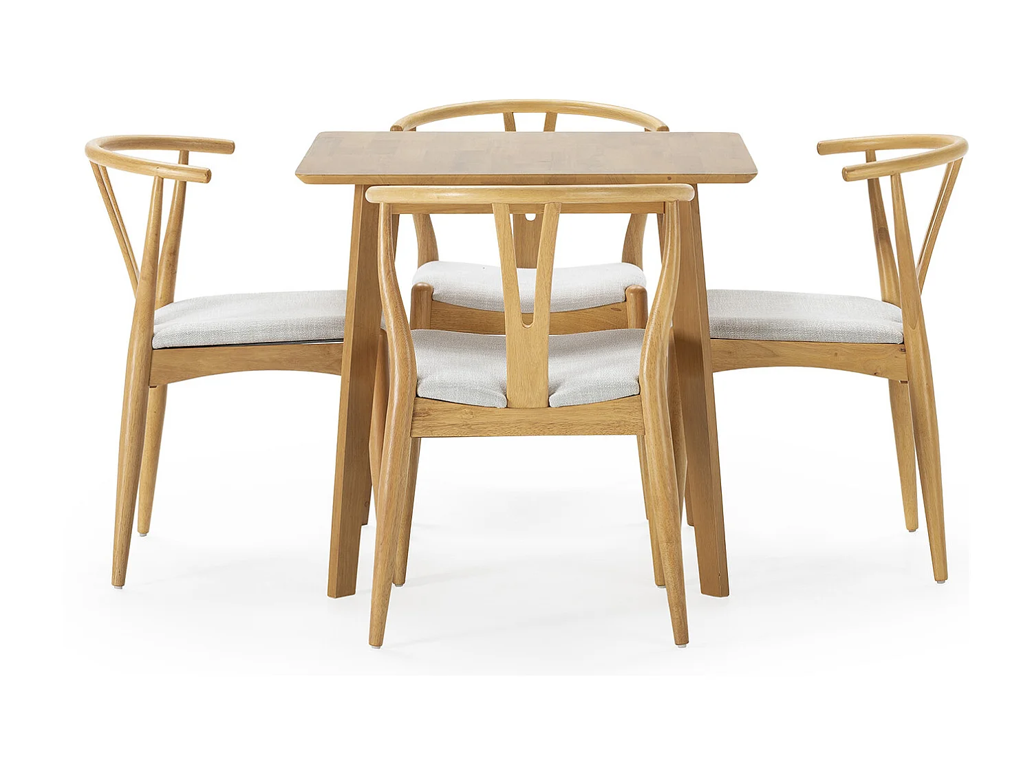 Ensemble table 80x80 cm et 4 chaises de salle à manger Rustic Chêne