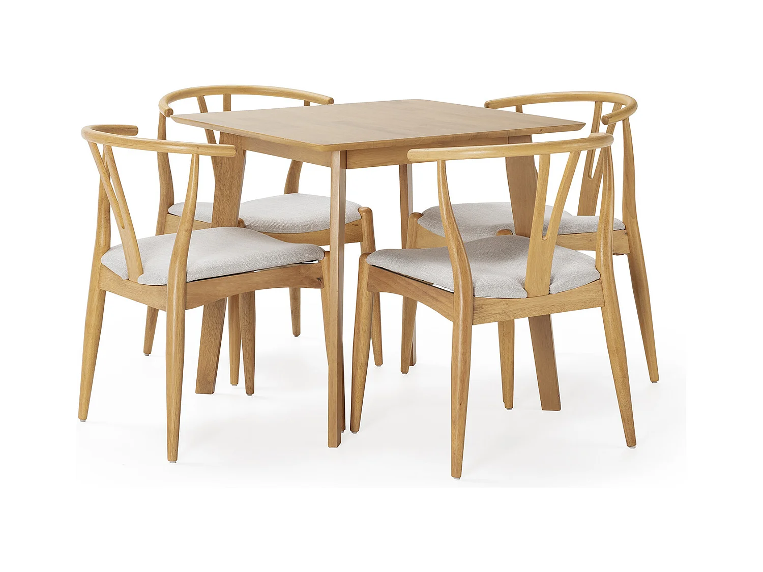Ensemble table 80x80 cm et 4 chaises de salle à manger Rustic Chêne