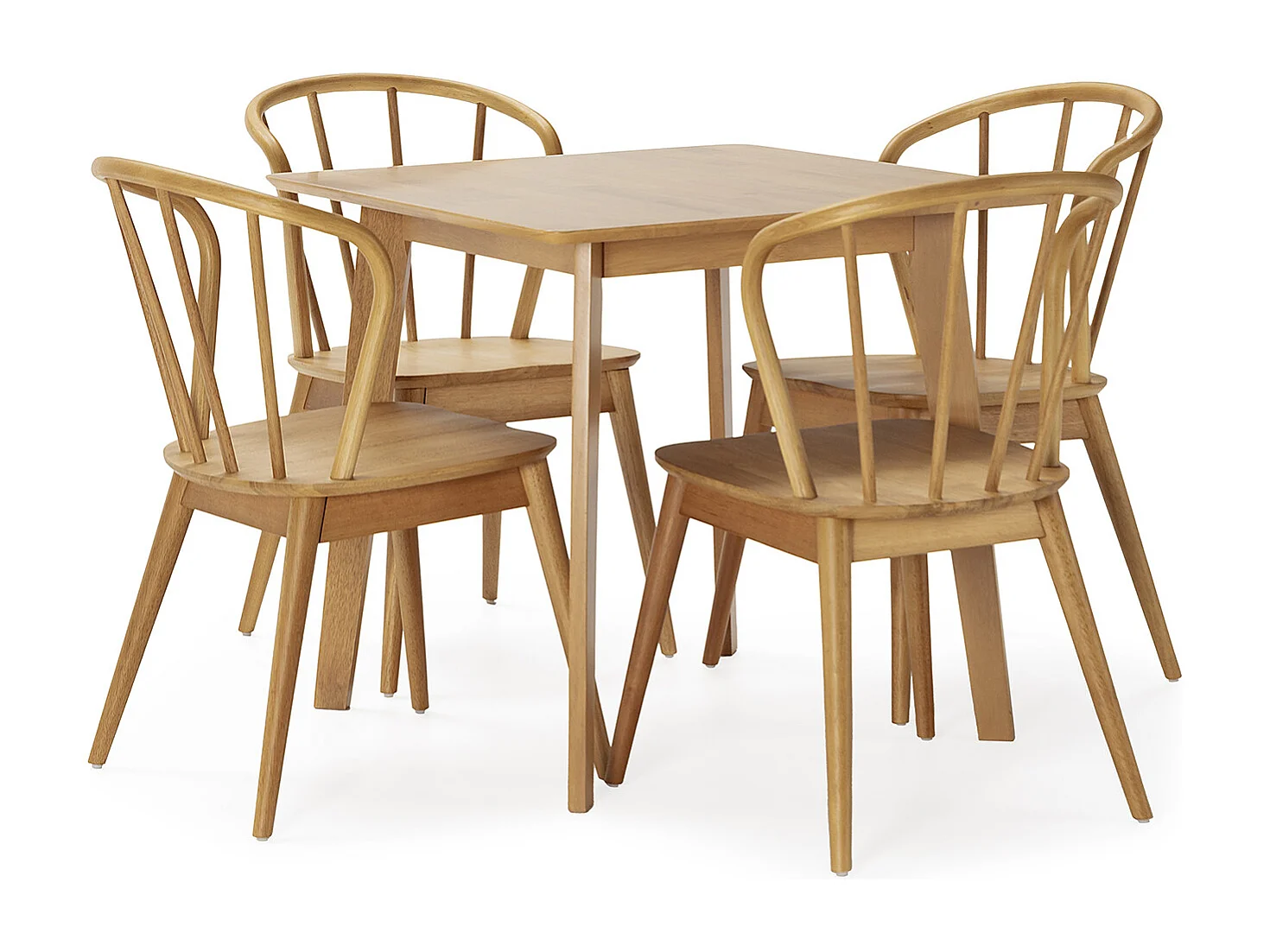 Ensemble table 80x80 cm et 4 chaises de salle à manger Brisa Chêne