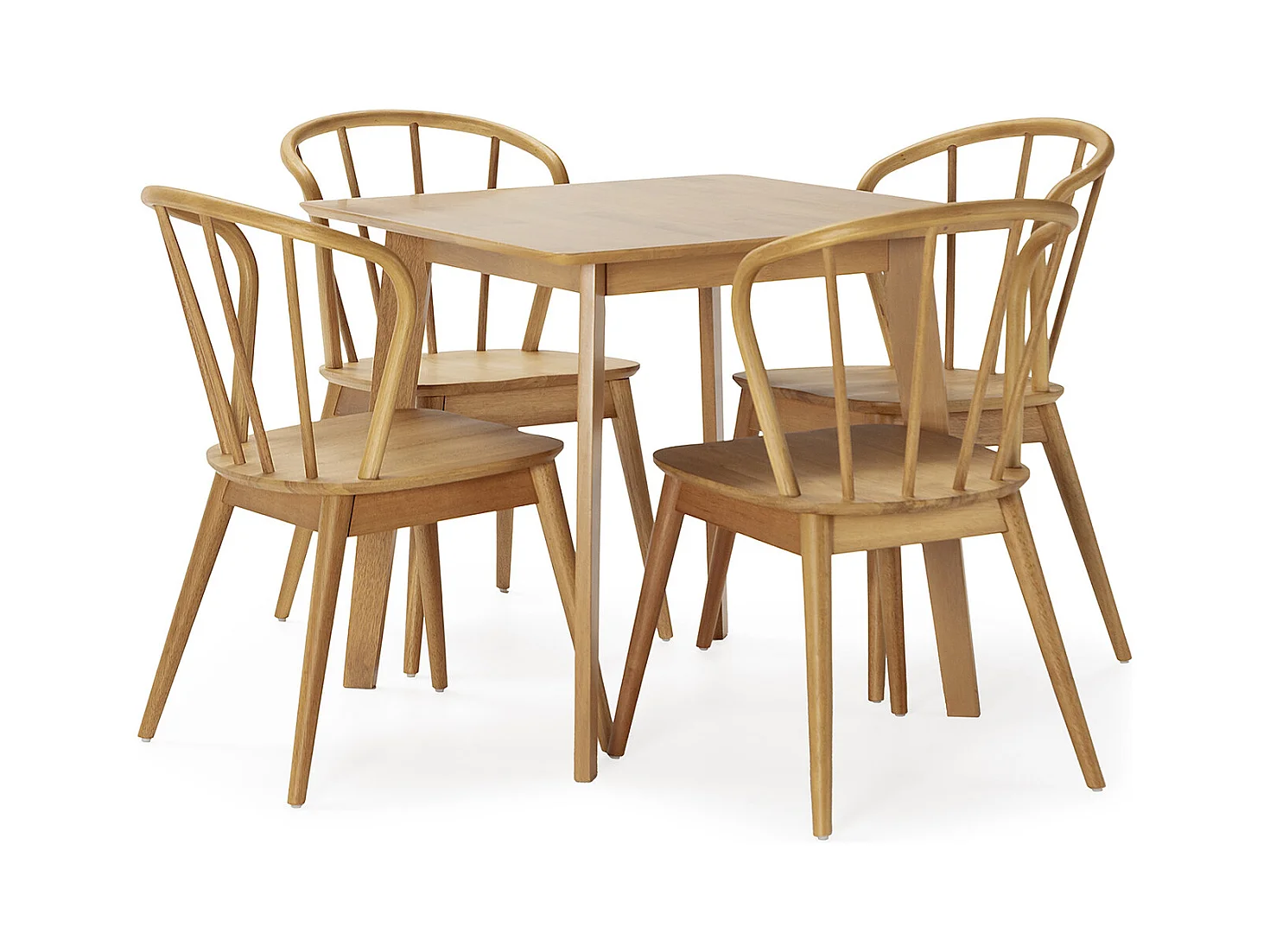 Ensemble table 80x80 cm et 4 chaises de salle à manger Brisa Chêne