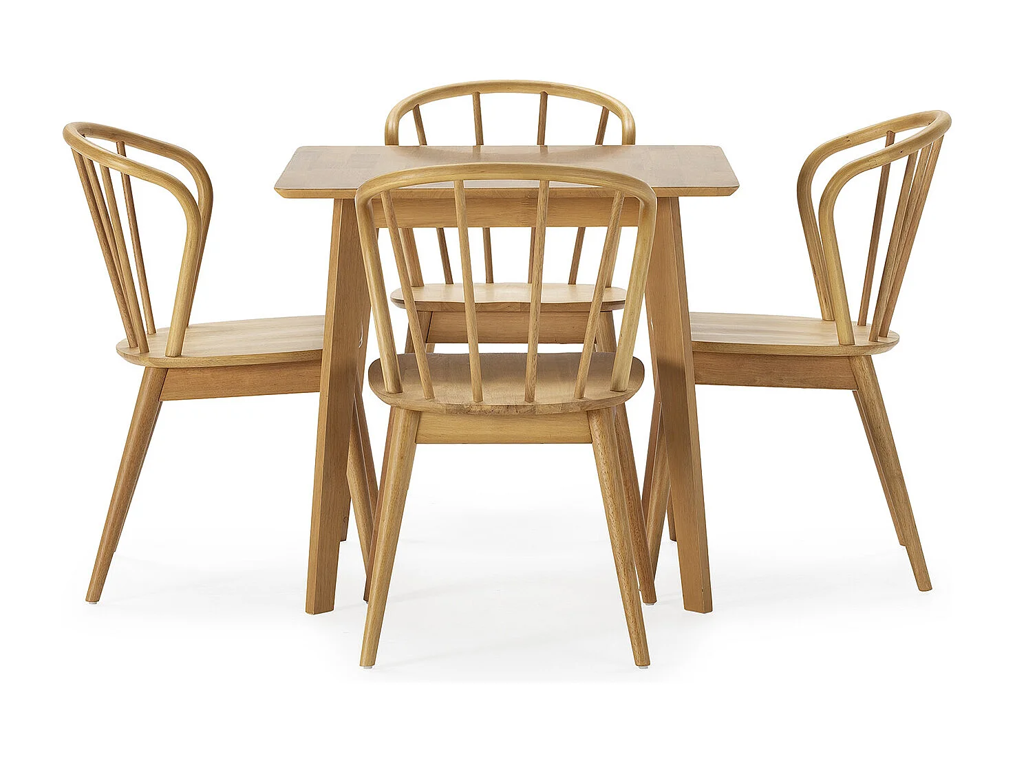 Ensemble table 80x80 cm et 4 chaises de salle à manger Brisa Chêne