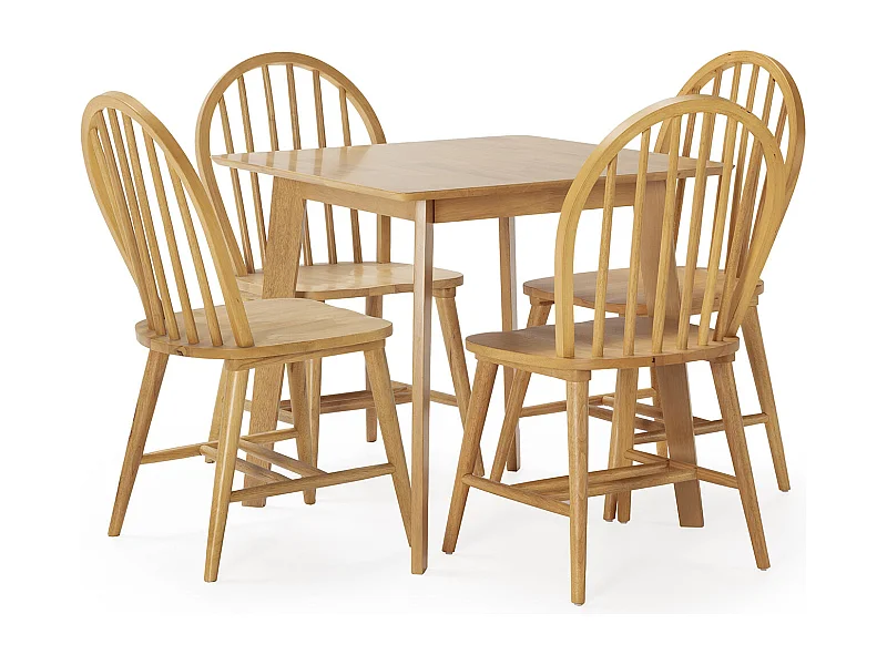 Set tavolo 80x80 cm e 4 sedie da pranzo Clarck Rovere