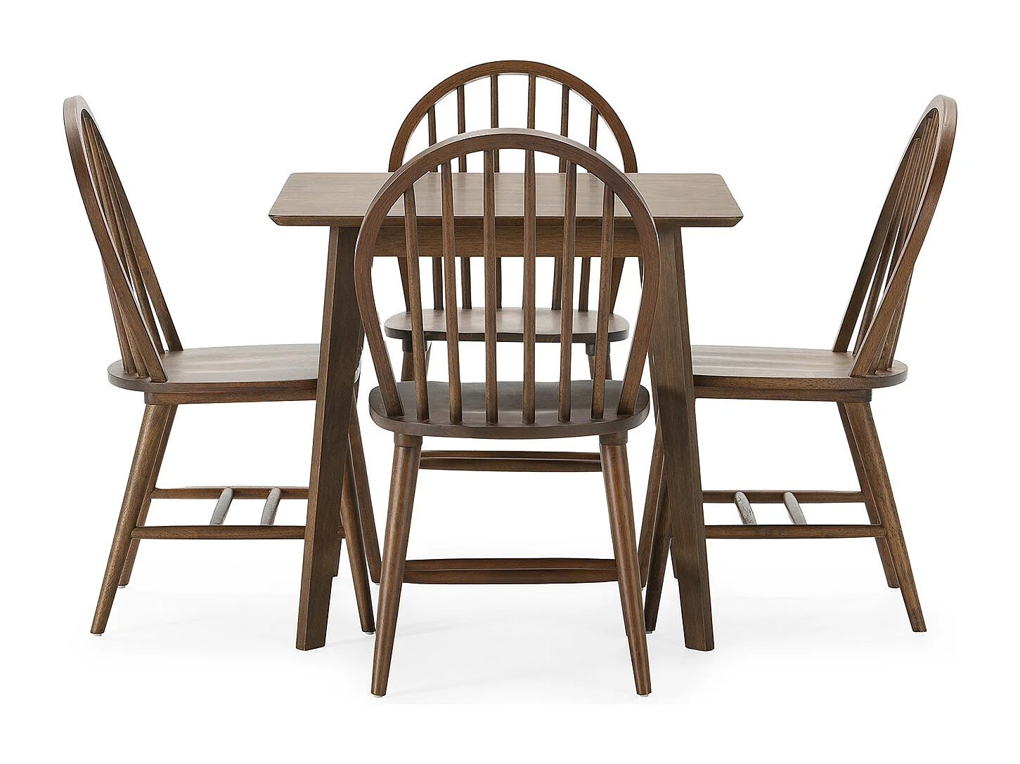 Ensemble table 80x80 cm et 4 chaises de salle à manger Clarck Noyer