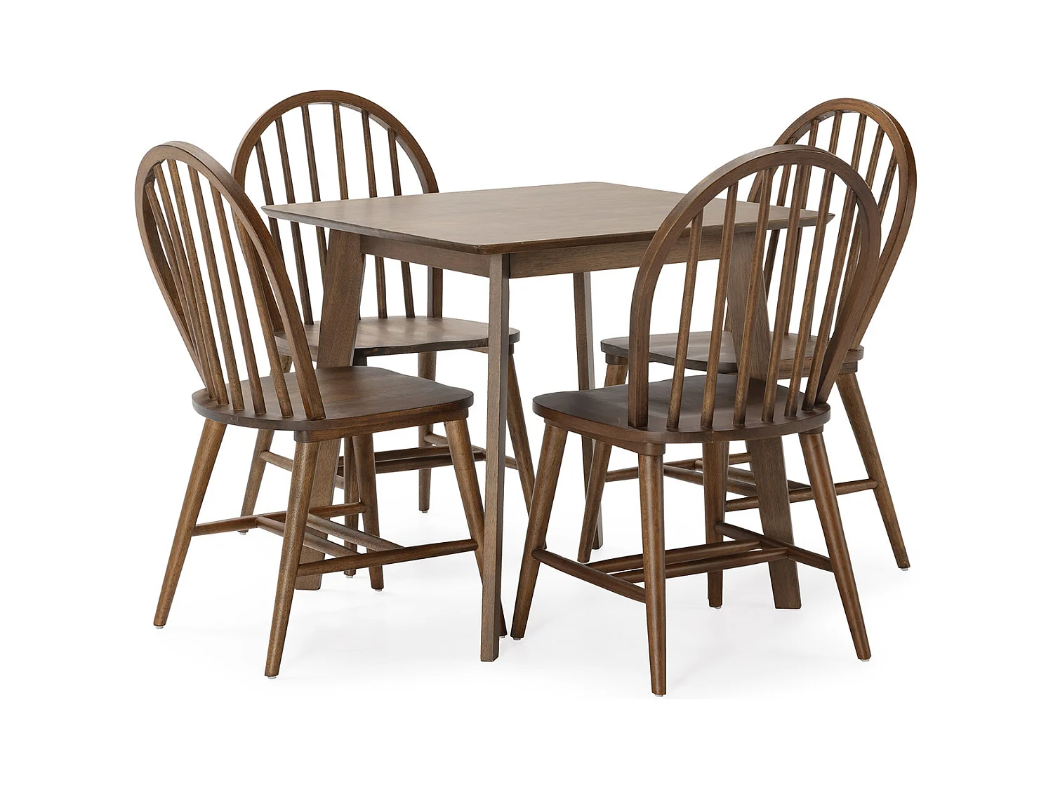 Ensemble table 80x80 cm et 4 chaises de salle à manger Clarck Noyer