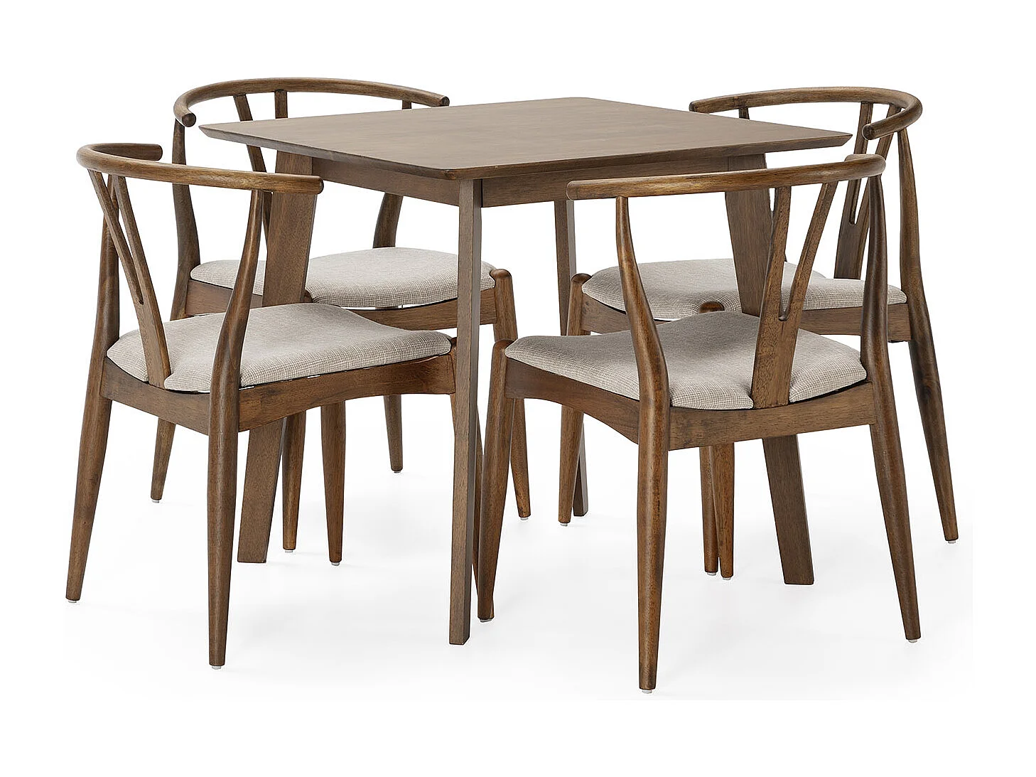 Ensemble table 80x80 cm et 4 chaises de salle à manger Rustic Noyer