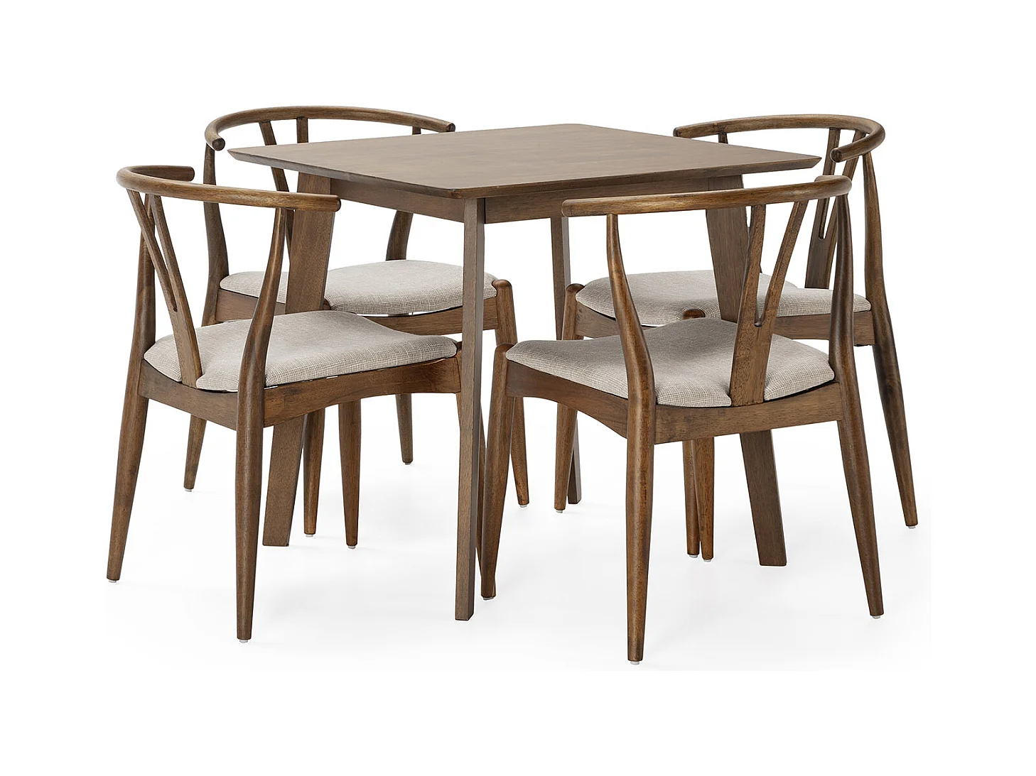 Ensemble table 80x80 cm et 4 chaises de salle à manger Rustic Noyer