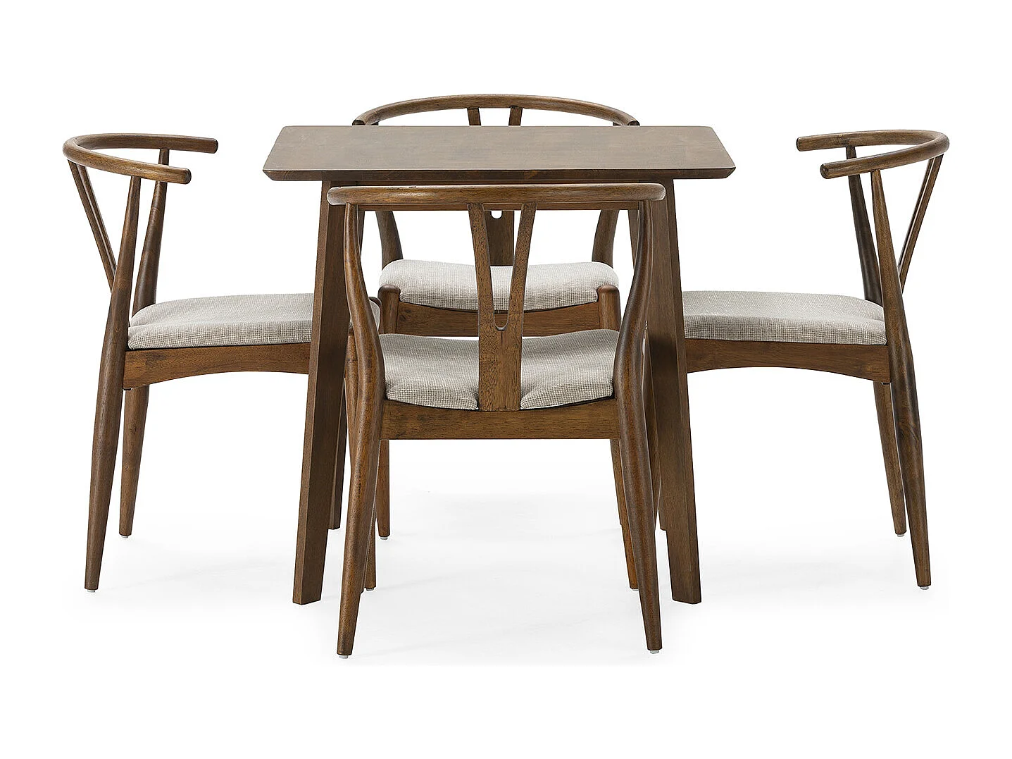 Ensemble table 80x80 cm et 4 chaises de salle à manger Rustic Noyer