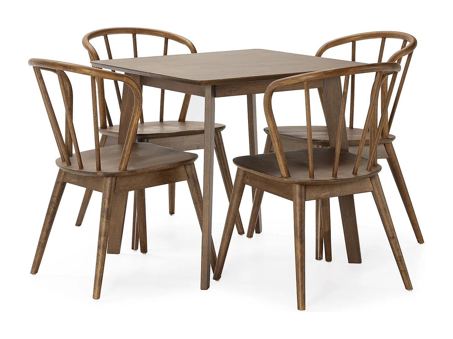 Ensemble table 80x80 cm et 4 chaises de salle à manger Brisa Noyer