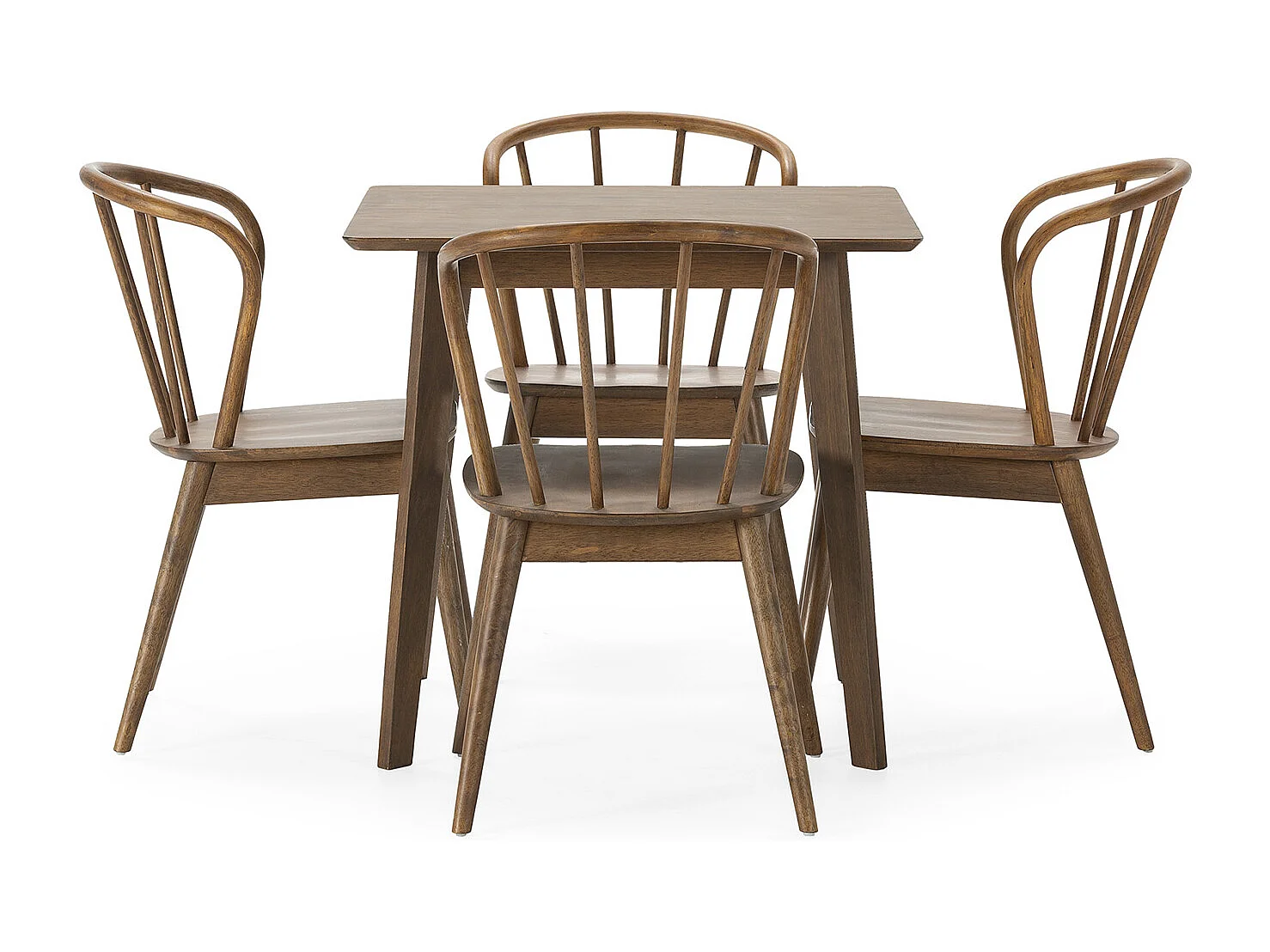 Ensemble table 80x80 cm et 4 chaises de salle à manger Brisa Noyer