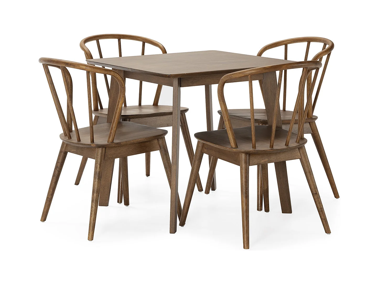 Ensemble table 80x80 cm et 4 chaises de salle à manger Brisa Noyer