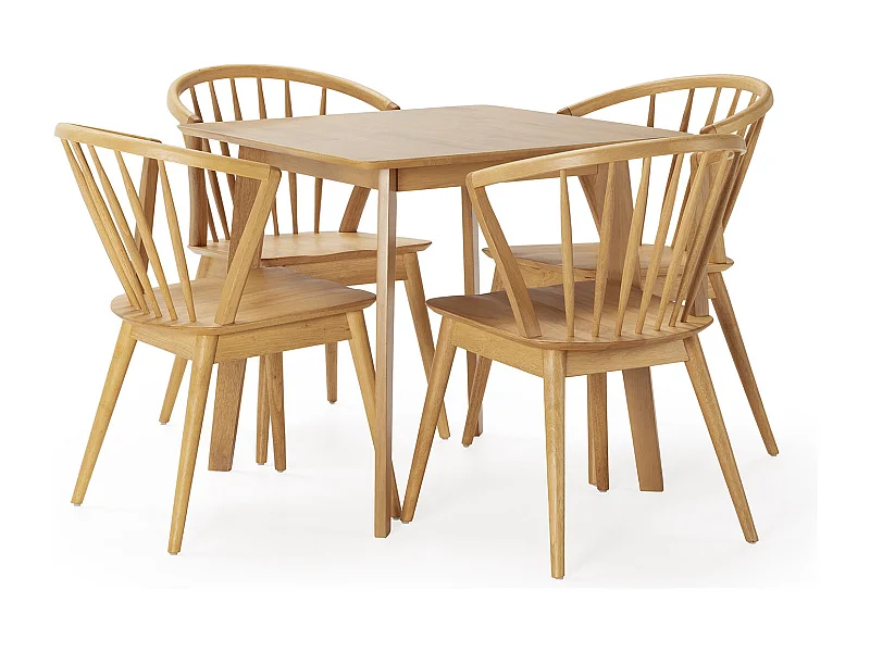 Set tavolo 80x80 cm e 4 sedie da pranzo Mura Rovere