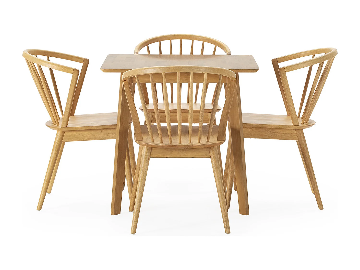 Ensemble table 80x80 cm et 4 chaises de salle à manger Mura Chêne