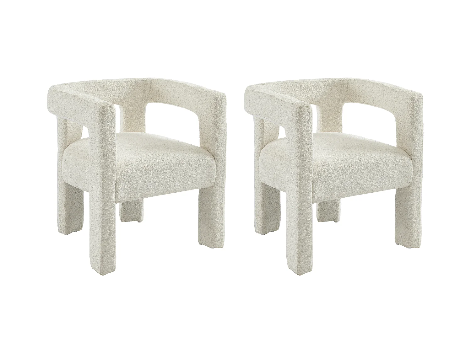 Conjunto de 2 cadeiras com apoios de braço em tecido bouclé e metal branco - SOFANA de Pascal MORABITO