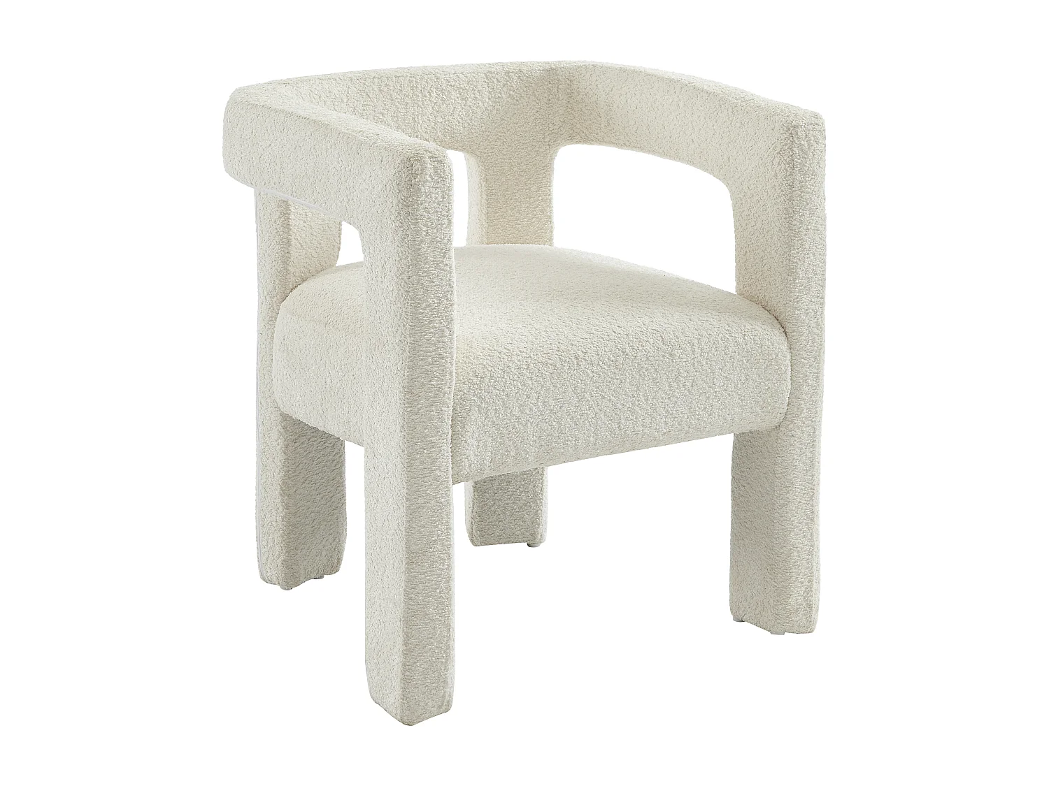 Lot de 2 chaises avec accoudoirs en tissu bouclette et métal - Blanc - SOFANA de Pascal MORABITO