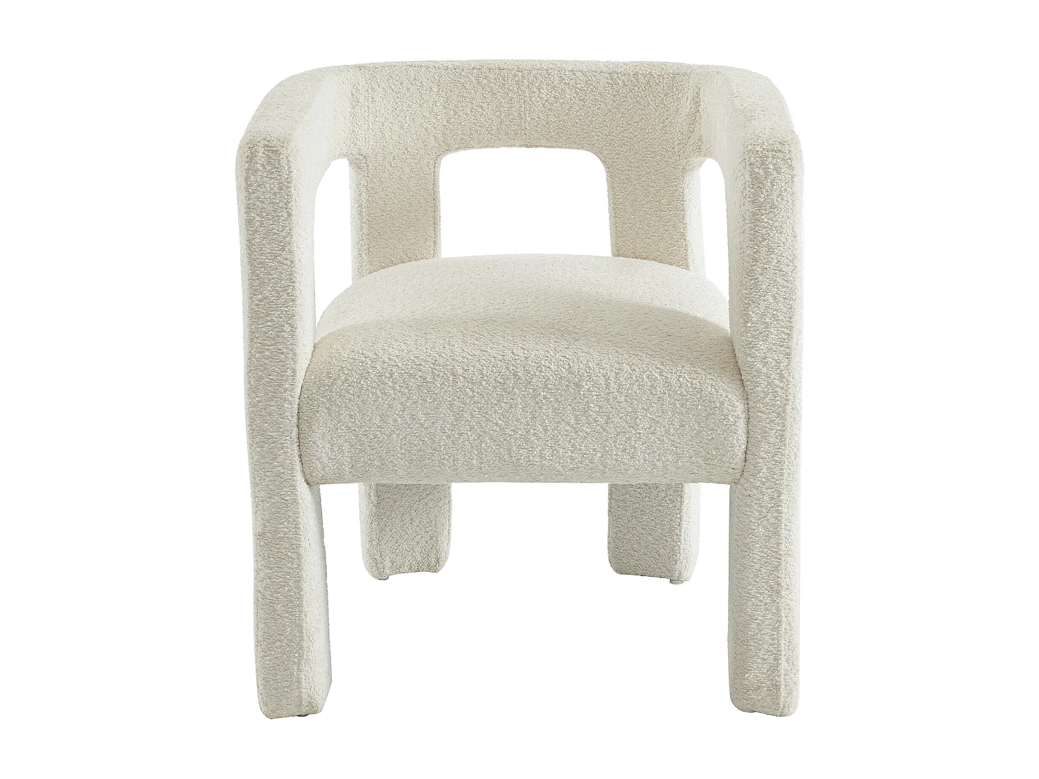 Lot de 2 chaises avec accoudoirs en tissu bouclette et métal - Blanc - SOFANA de Pascal MORABITO