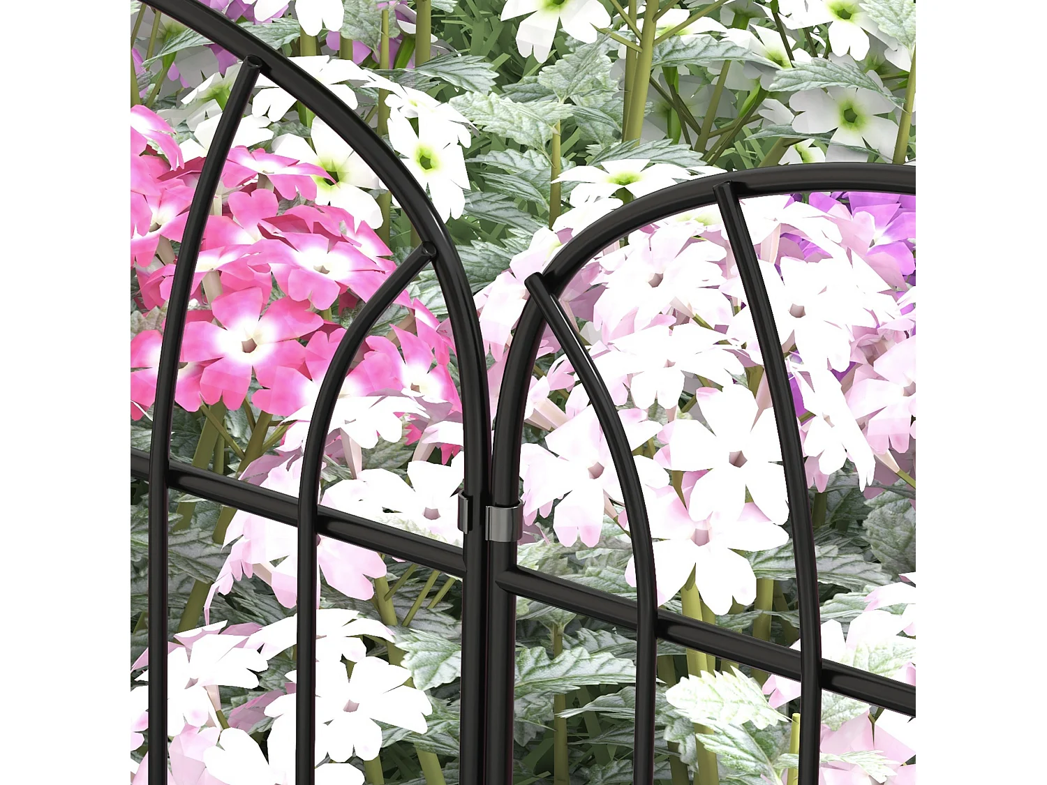 Lot de 8 clôtures de jardin décoratives avec ornements métal noir