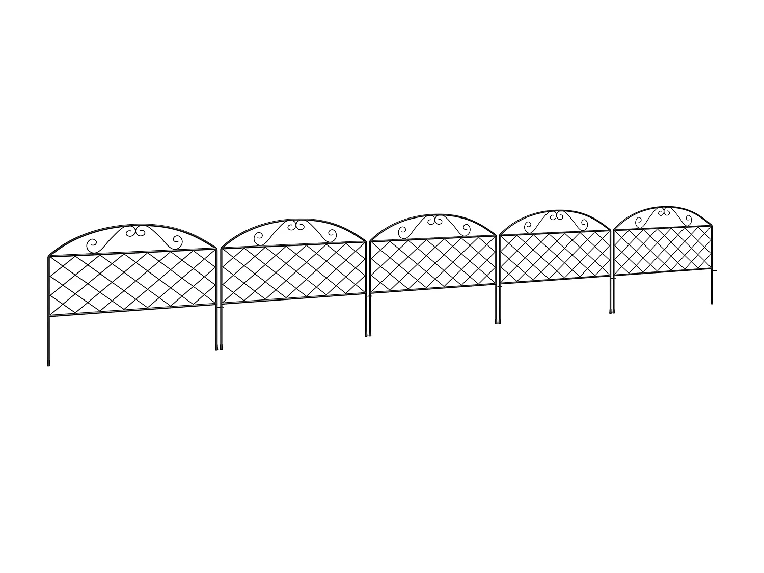 Lot de 5 clôtures de jardin décoratives avec ornements métal noir