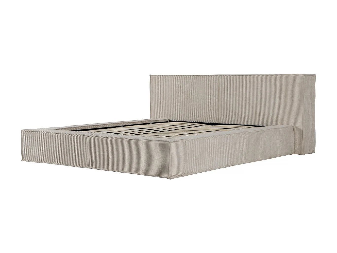 Gestoffeerd Bed met Opbergruimte "Courchevel" en Hoofdbord - 180 x 200 cm - Beige