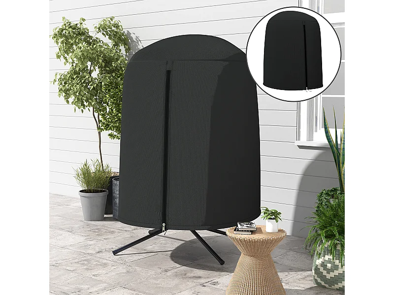 Housse de protection fauteuil suspendu de jardin - imperméable, zip - Ø 128 x 190H cm - noir