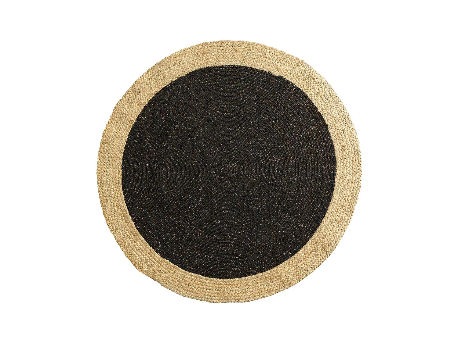 Tapis Déco Rond en Jute "Mario" 120cm Noir & Or
