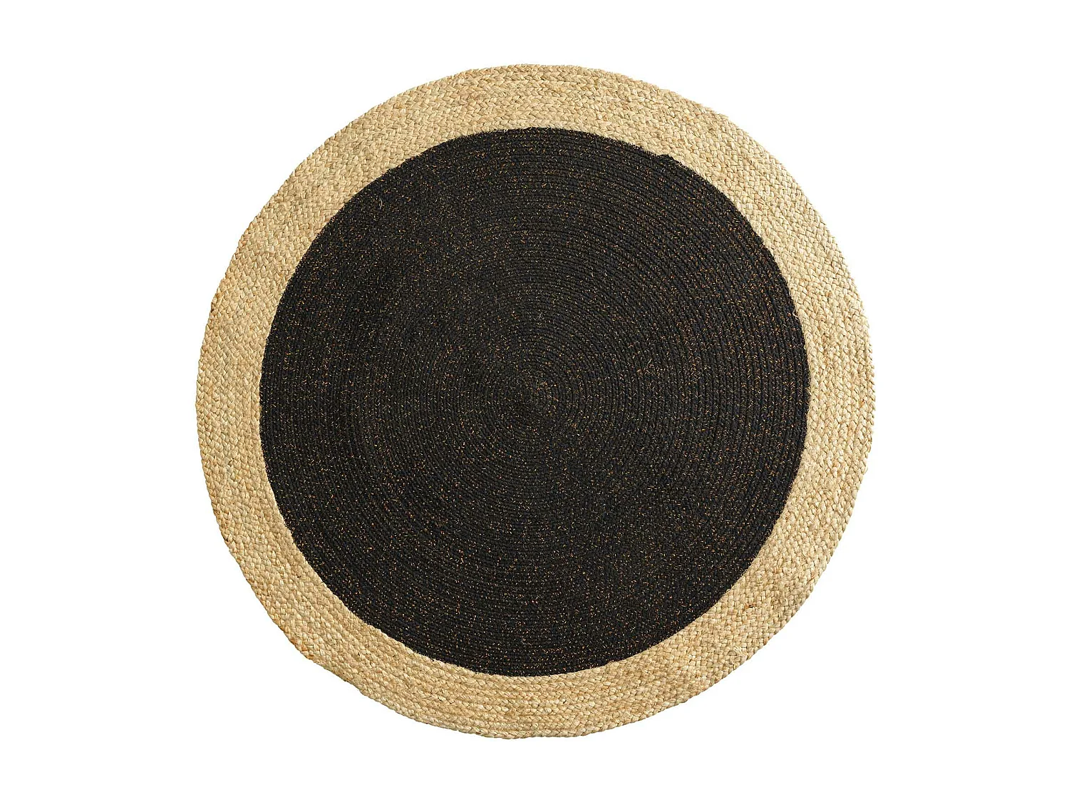 Tapis Déco Rond en Jute "Mario" 120cm Noir & Or