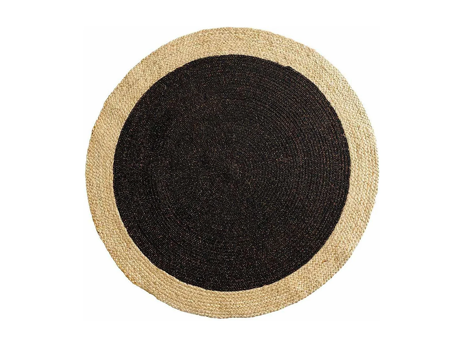 Tapis Déco Rond en Jute "Mario" 120cm Noir & Or