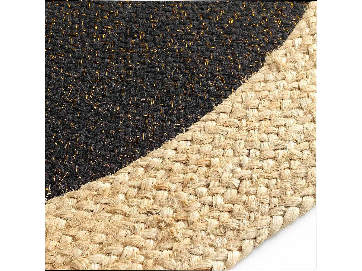 Tapis Déco Rond en Jute "Mario" 120cm Noir & Or
