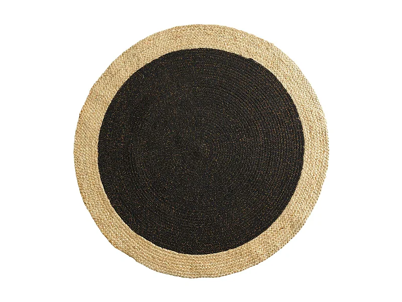 Tapis Déco Rond en Jute "Mario" 120cm Noir & Or