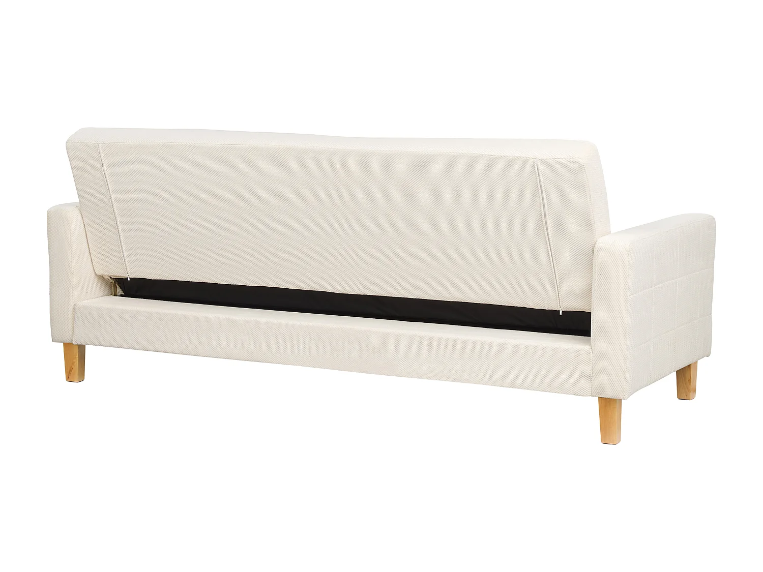 3-Sitzer Sofa mit Schlaffunktion Stoffbezug weiß gesteppt Holzbeine Retro Vehkoo