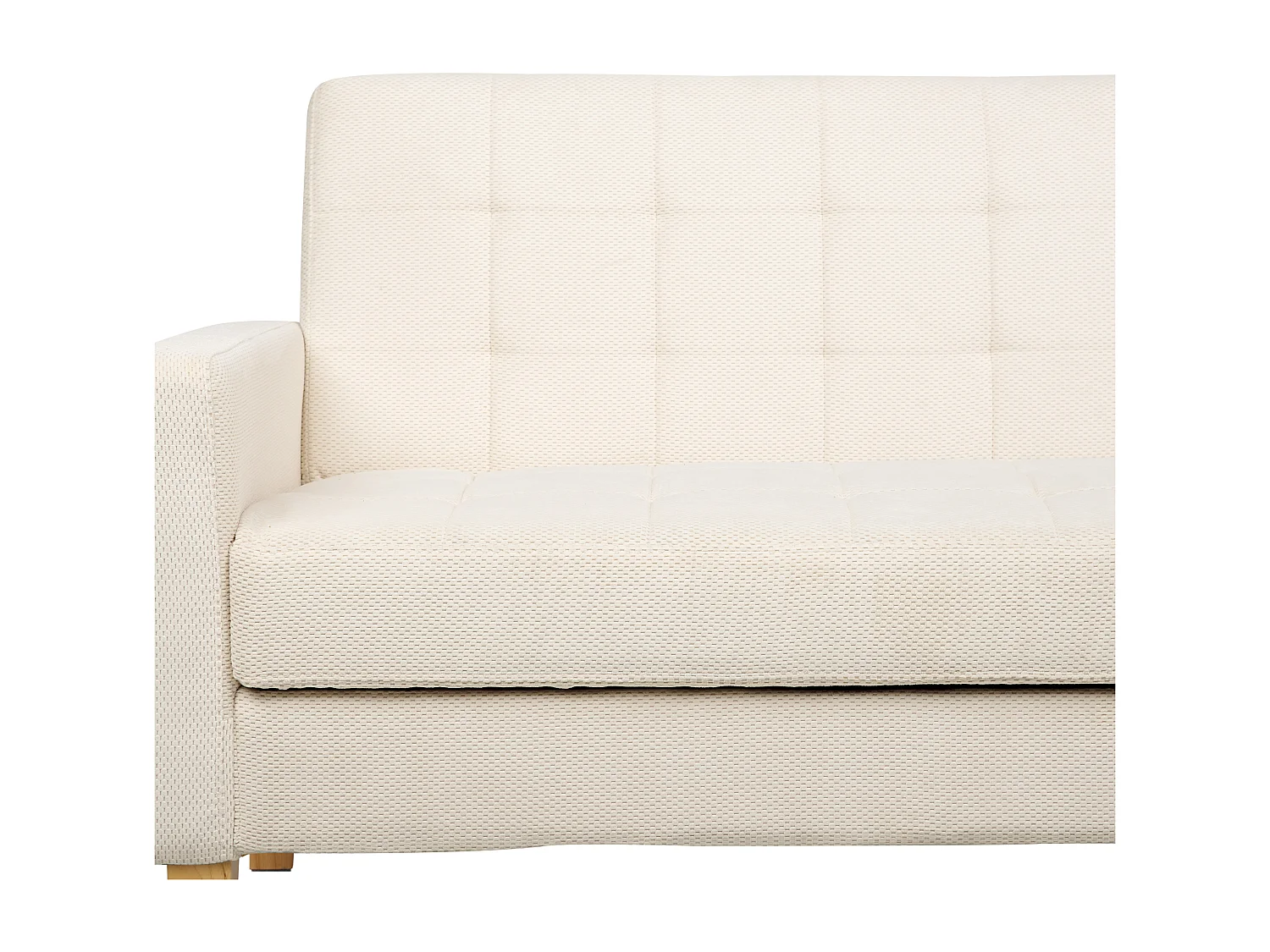 3-Sitzer Sofa mit Schlaffunktion Stoffbezug weiß gesteppt Holzbeine Retro Vehkoo