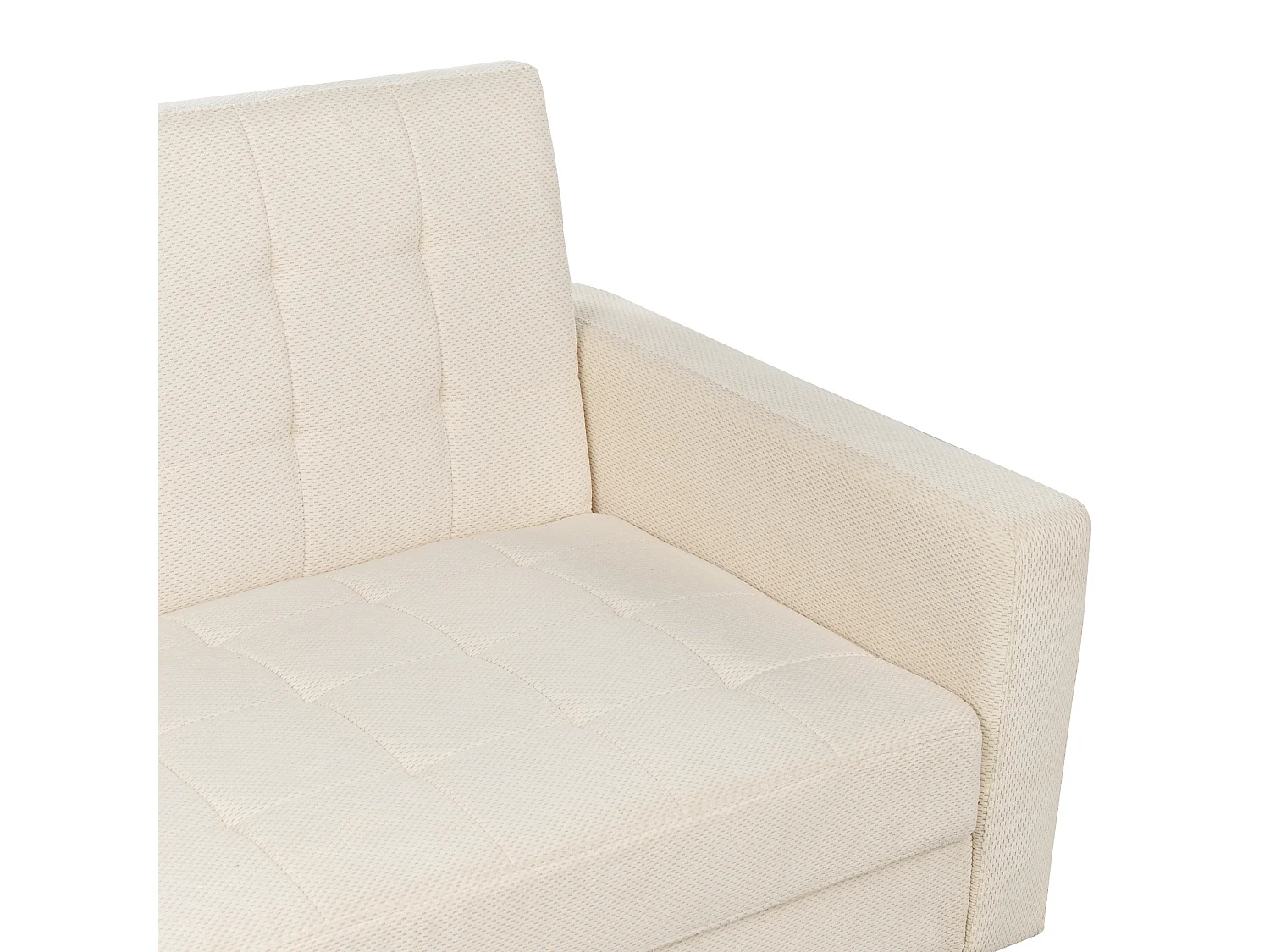 3-Sitzer Sofa mit Schlaffunktion Stoffbezug weiß gesteppt Holzbeine Retro Vehkoo