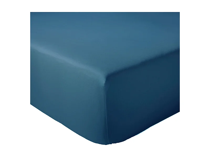 Drap housse 160x200 cm bonnet 40 cm percale de coton PASSION PERCALE bleu Cobalt