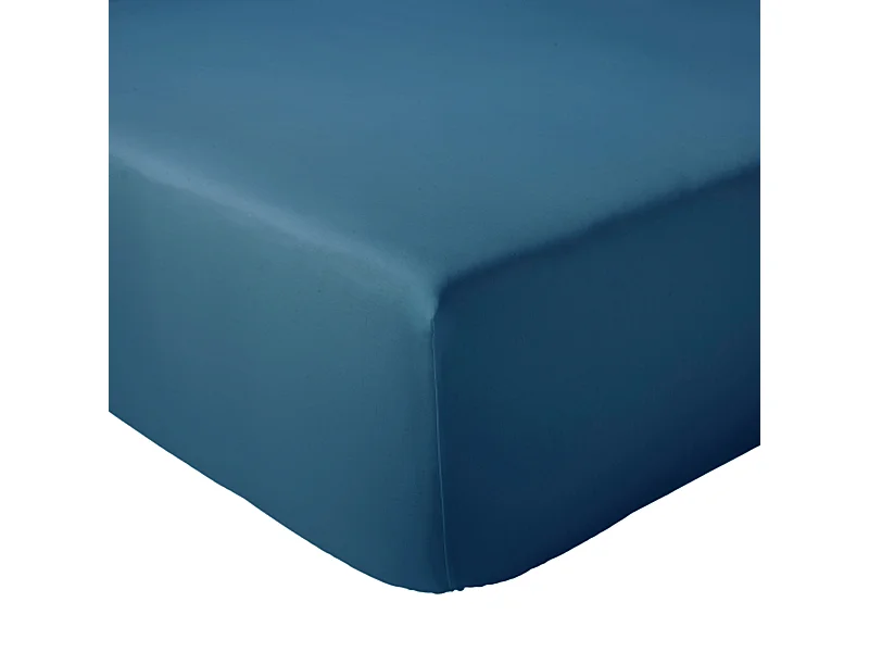 Drap housse 180x200 cm bonnet 30 cm percale de coton PASSION PERCALE bleu Cobalt