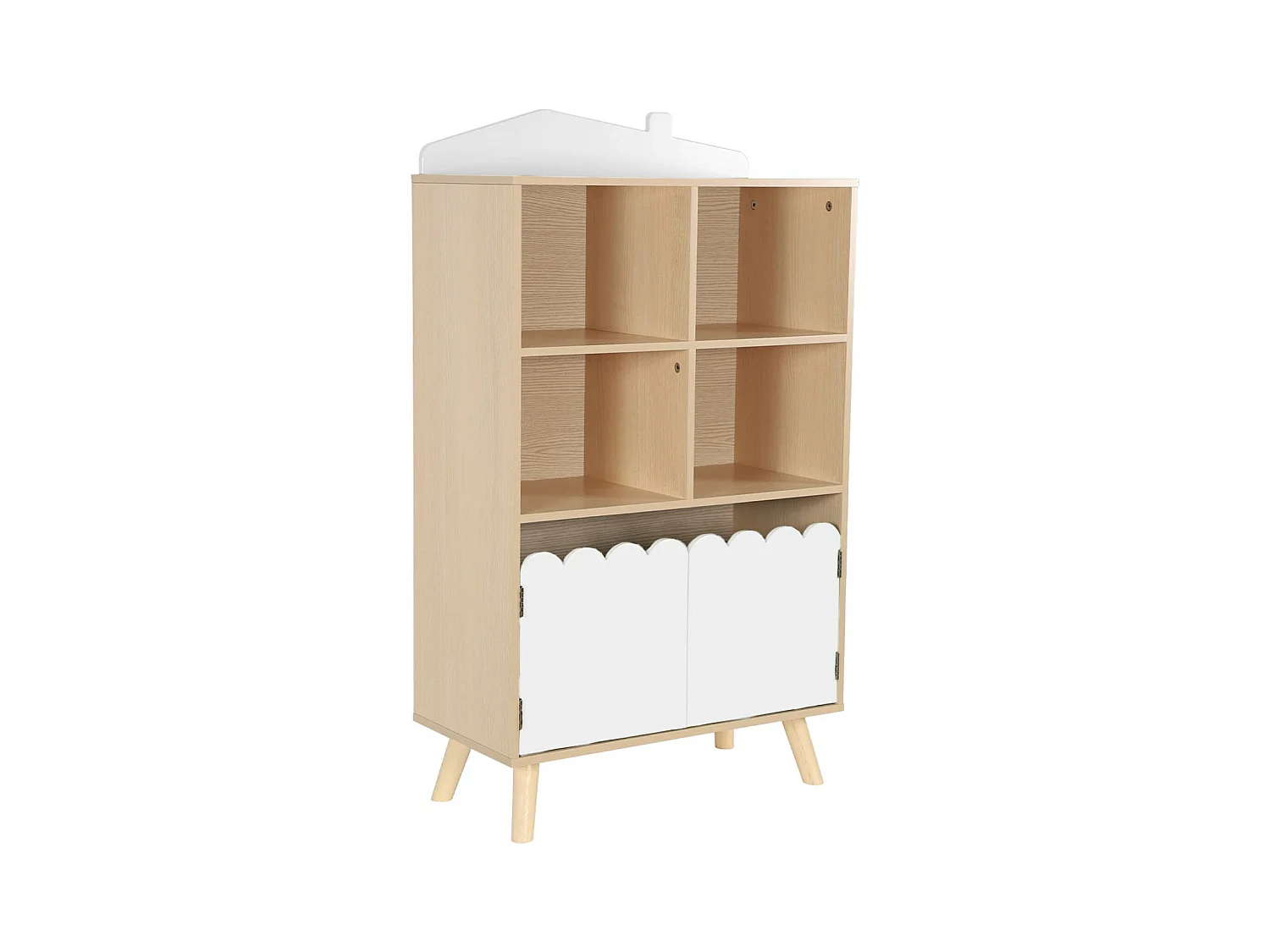 Biblioteca infantil madera de pino 2 puertas 4 estantes blanco
