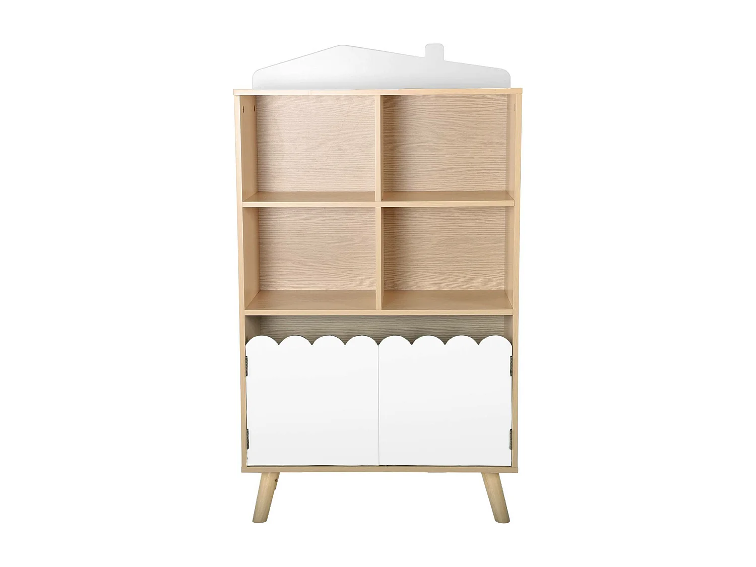 Biblioteca infantil madera de pino 2 puertas 4 estantes blanco