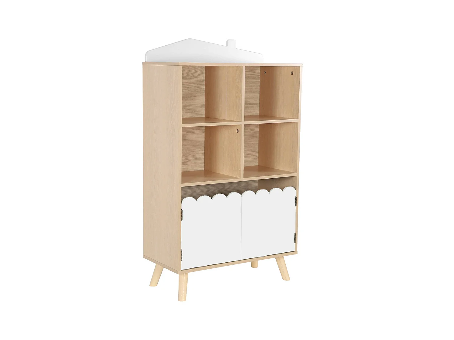 Bibliothèque enfant blanche 2 portes et 4 étagères