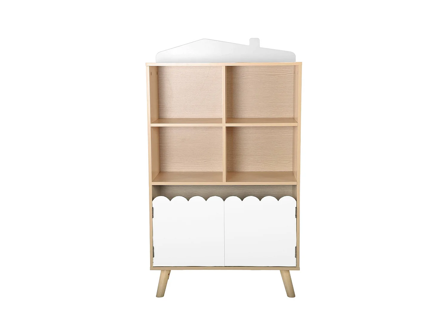 Bibliothèque enfant blanche 2 portes et 4 étagères