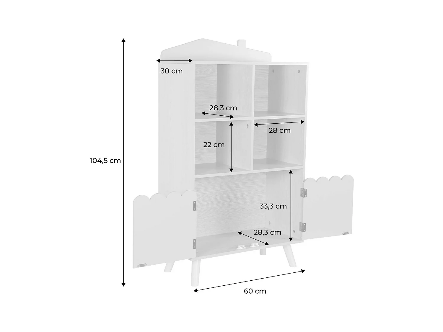 Biblioteca infantil madera de pino 2 puertas 4 estantes verde