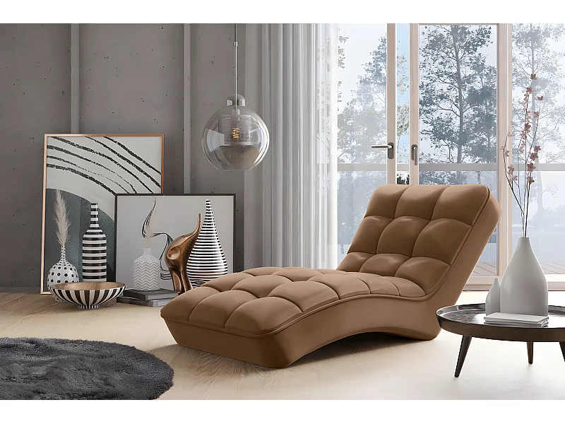 Chaiselongue Norra/Tissu/Maron/En stock