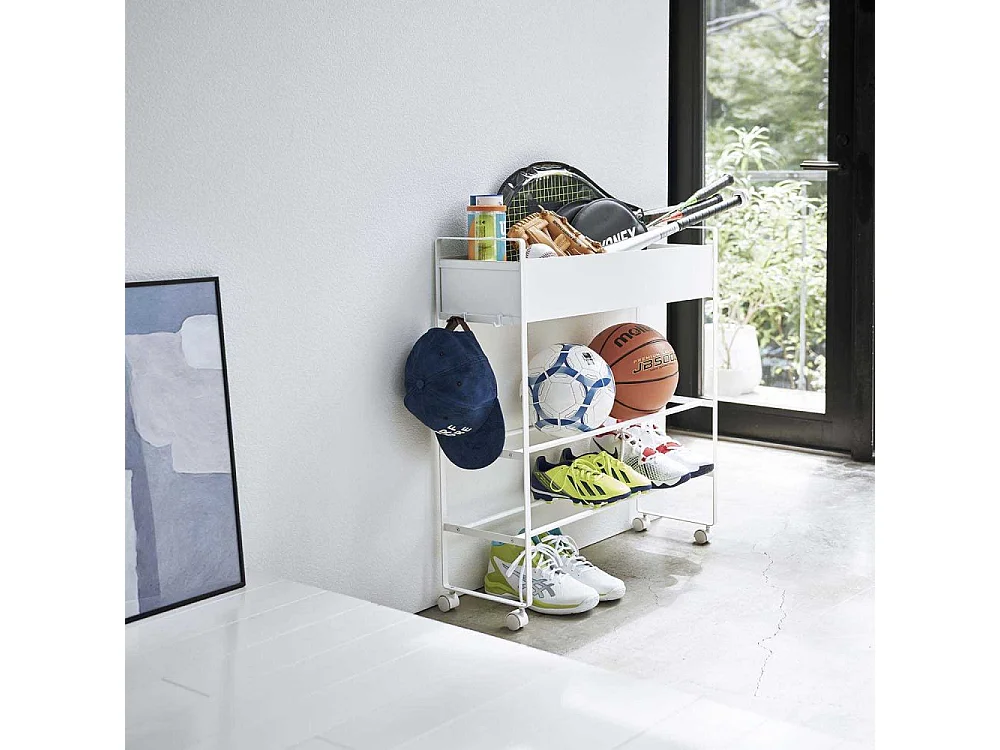 Etagère à chaussures en métal avec roulettes Tower