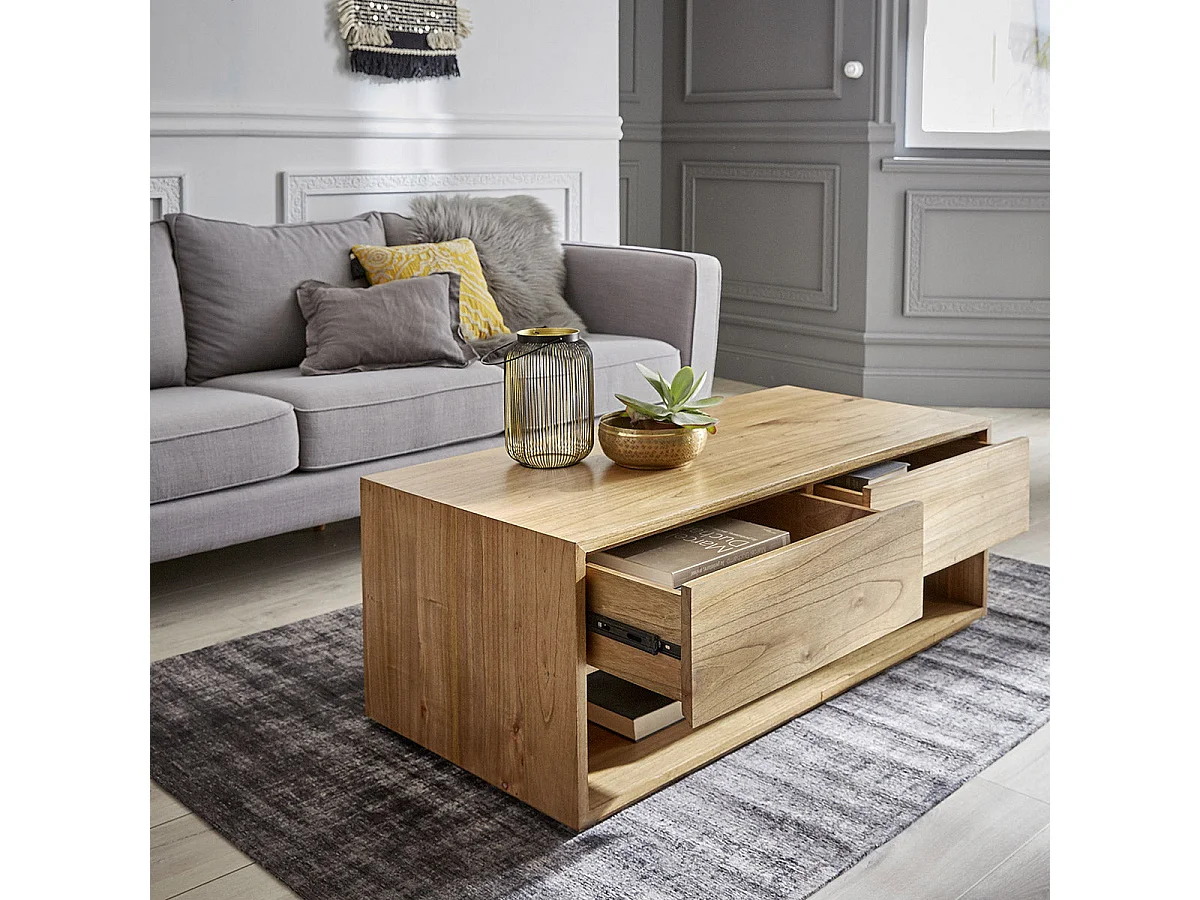 Mesa de centro de madera de mindi maciza