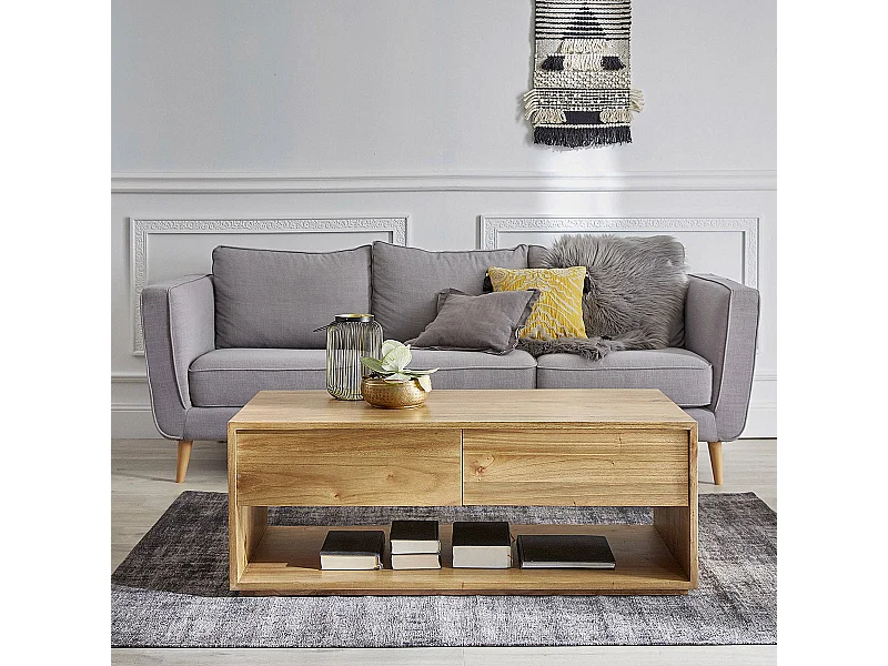 Mesa de centro de madera de mindi maciza