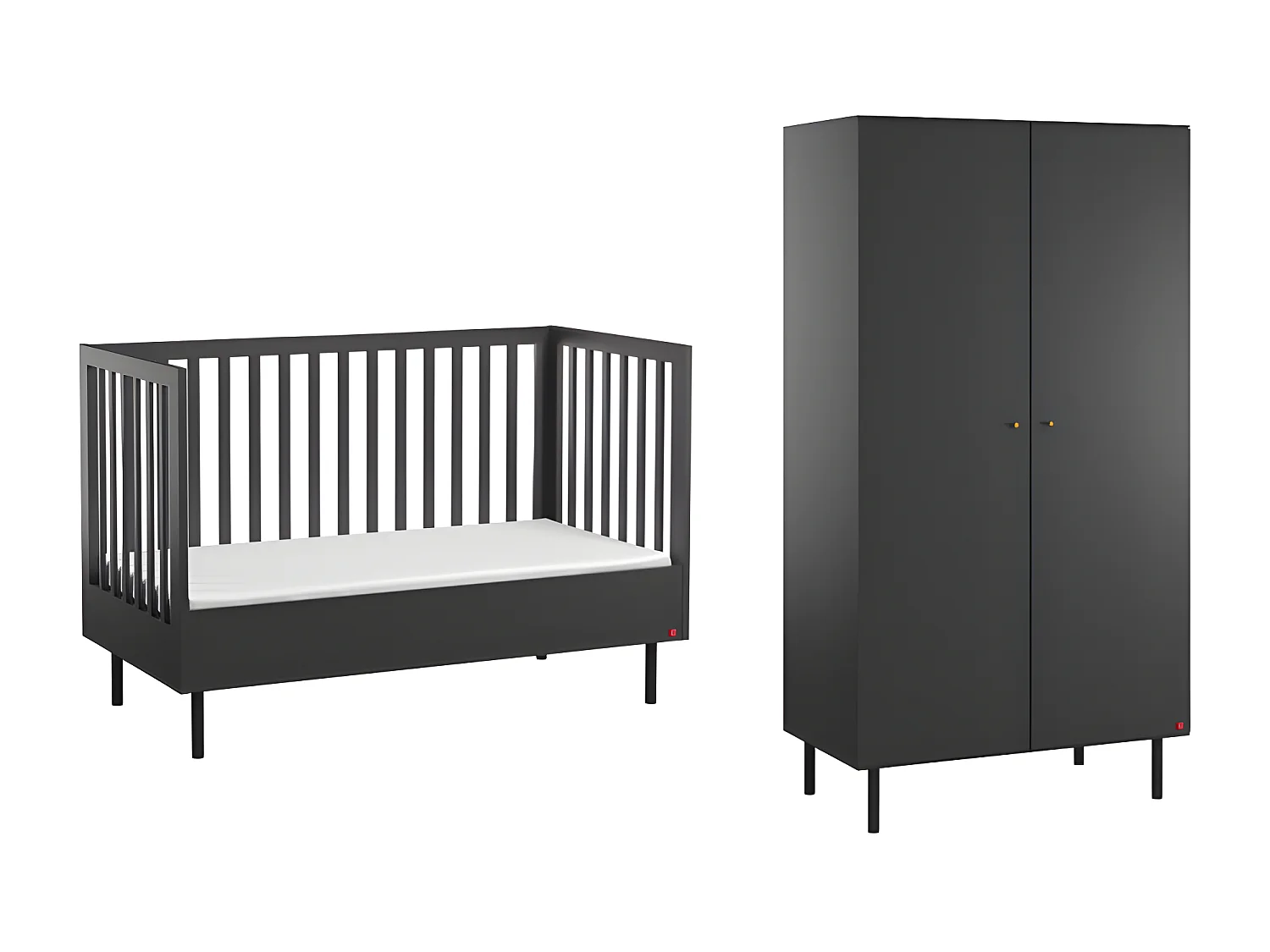 Lit bébé évolutif et Armoire Cute Noir