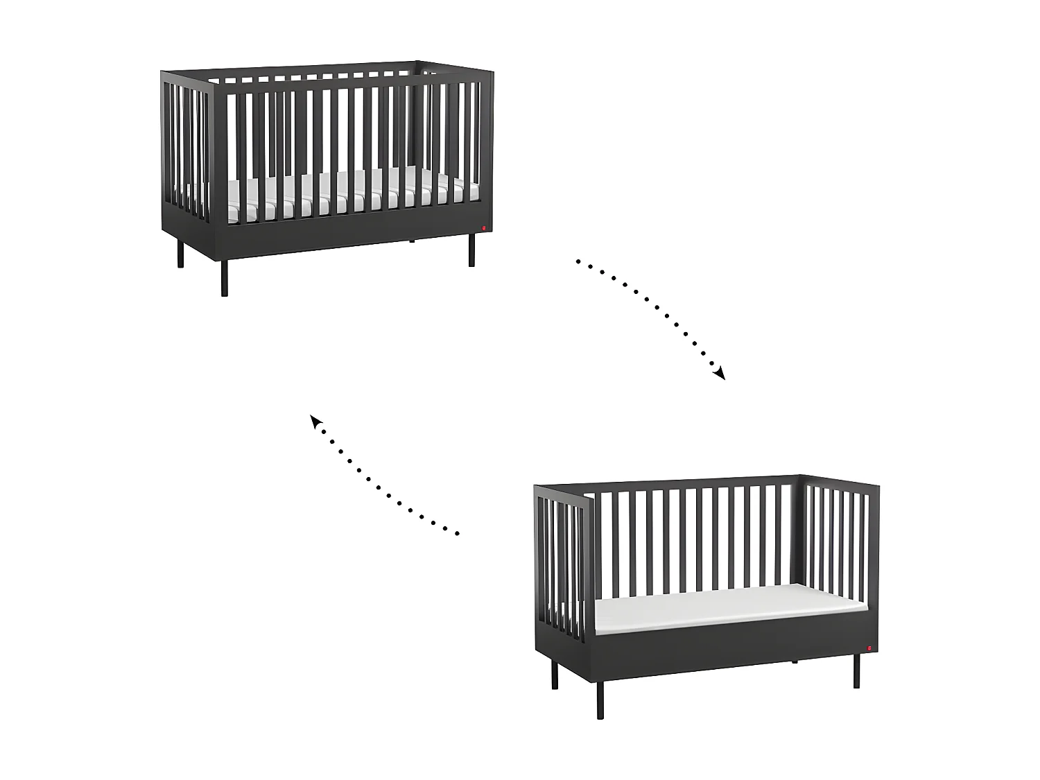 Lit bébé évolutif et Armoire Cute Noir