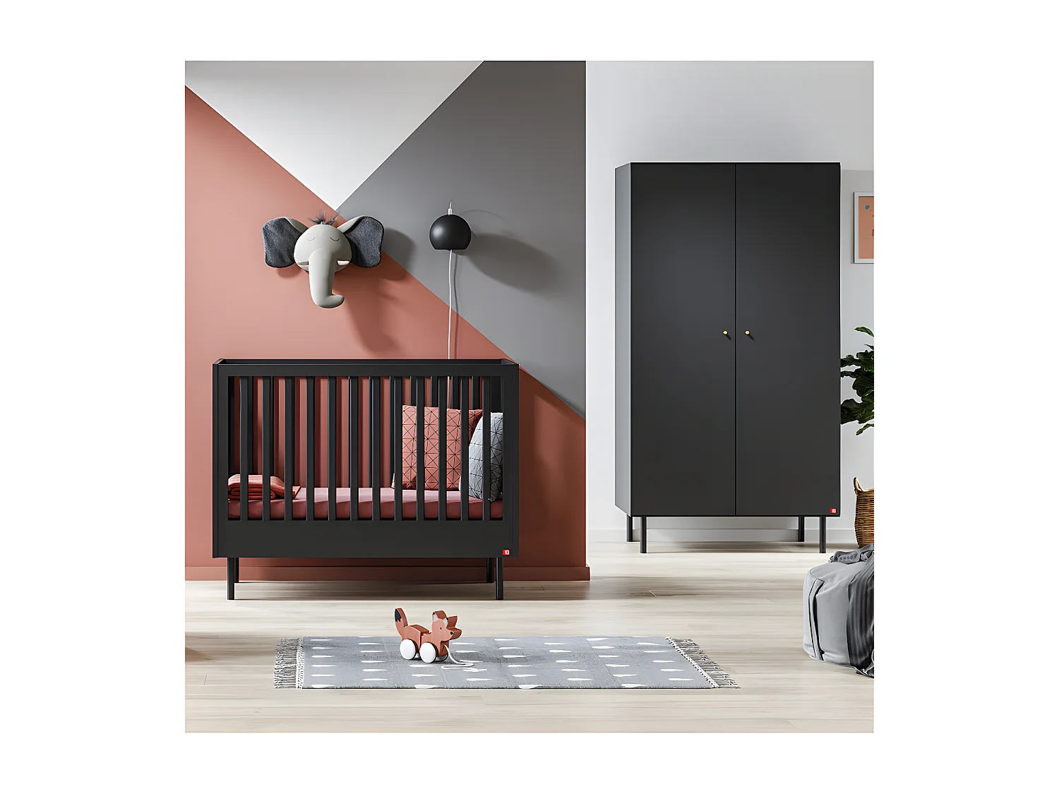 Lit bébé et Armoire Cute Noir