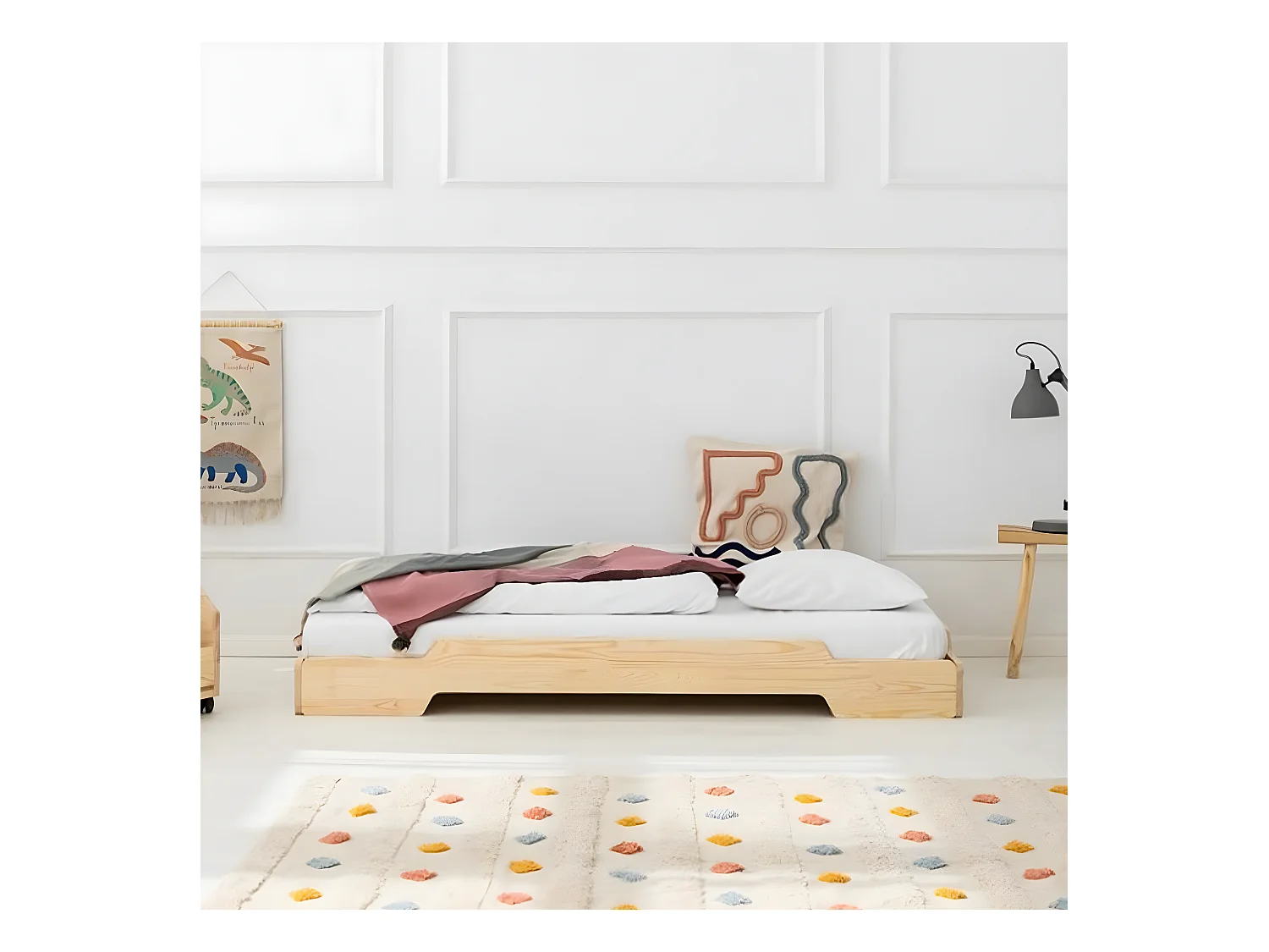 90x200 vloerbed inclusief lattenbodem Lola Bois