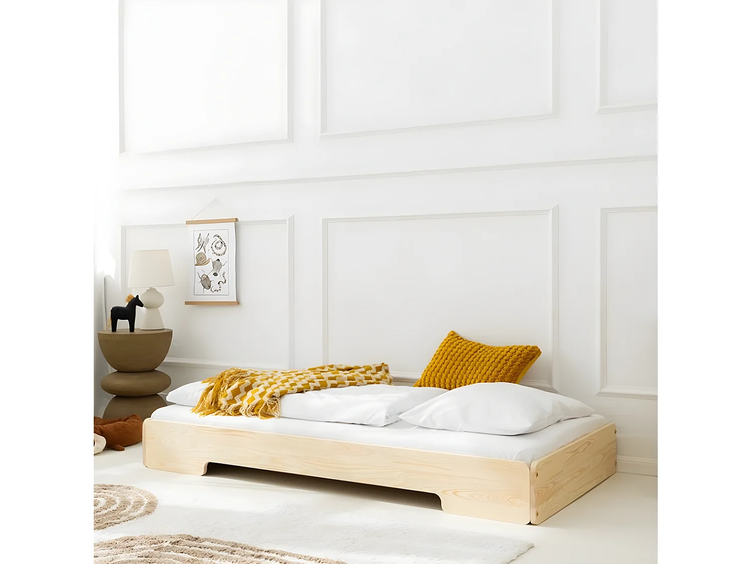 90x200 vloerbed inclusief lattenbodem Léna Bois