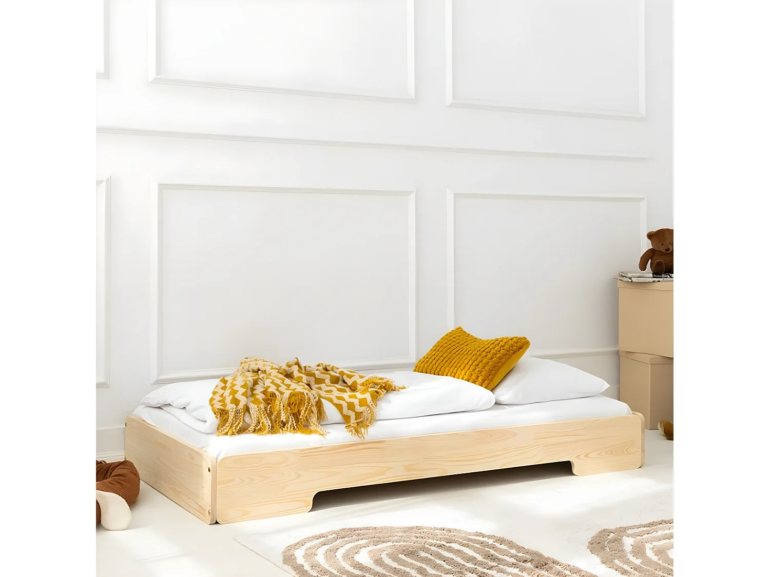 90x200 vloerbed inclusief lattenbodem Léna Bois